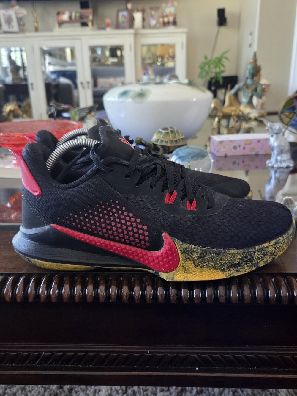 Nike Mamba Fury Bruce Lee  Black & Red Athletic Sneakers with Yellow Accents